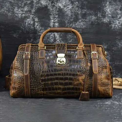 Image de Sac de Week-End en Cuir Vintage pour Homme