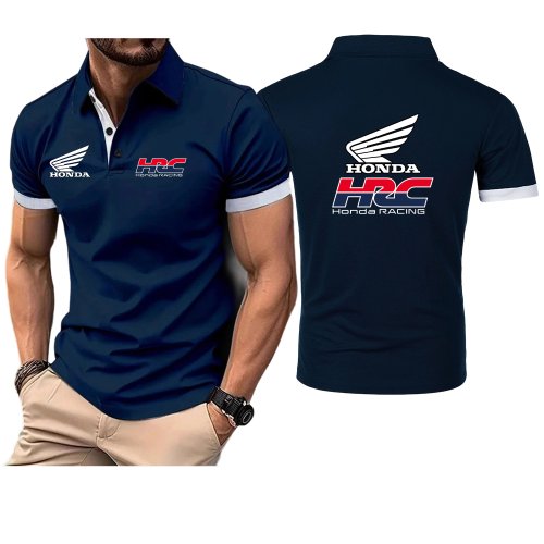 Zdjęcie Męska koszulka polo Honda Racing na lato 2025, nowa, bawełniana, oddychająca, wygodna, codzienna, gładka, dopasowana, modna odzież.