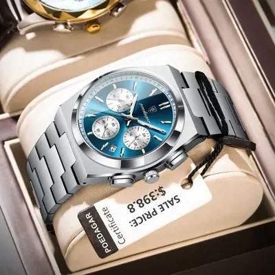 Image de Montre Homme Luxe Quartz Étanche - Chronographe Acier Inoxydable