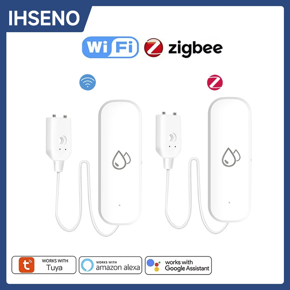 Zdjęcie Czujnik zalania Tuya WiFi/ZigBee, alarm wycieku wody, detektor zalania, inteligentny dom, zdalne sterowanie aplikacją, ochrona bezpieczeństwa inteligentnego domu