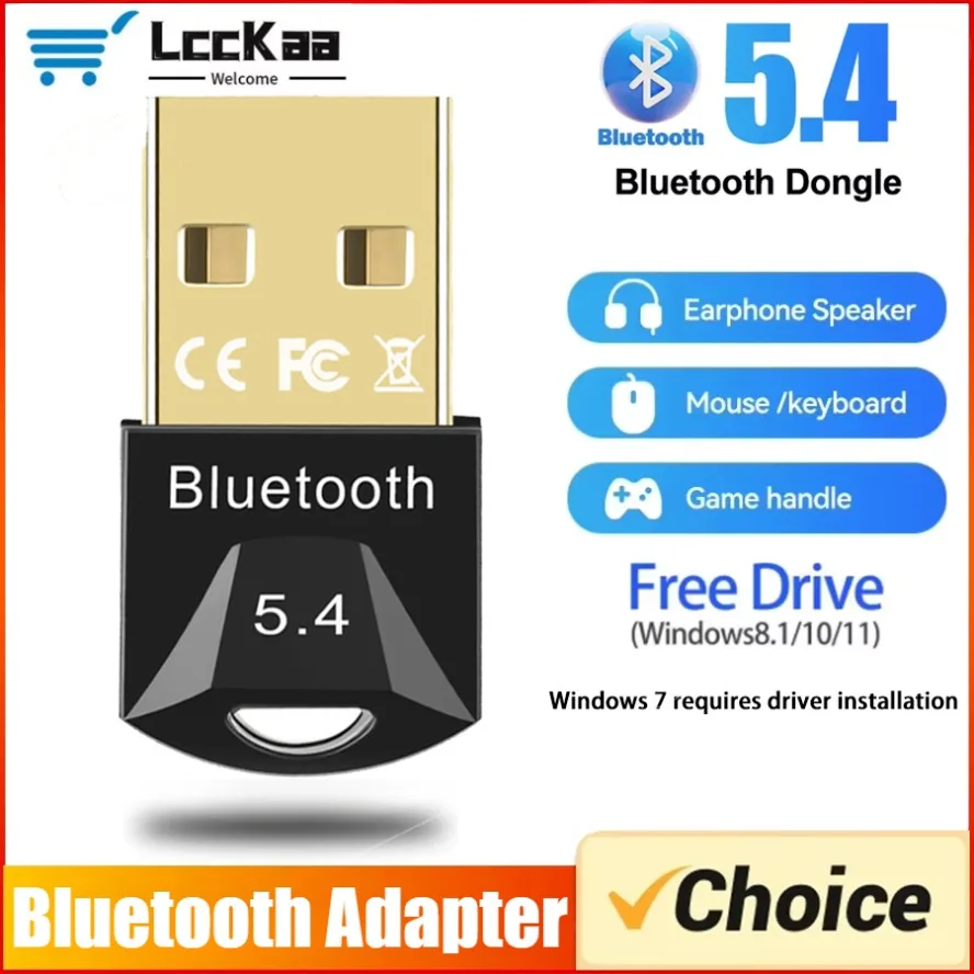 Bild von Drahtloser Bluetooth-Adapter für PC – USB Bluetooth 5.4 / 5.3 / 5.1 Dongle mit Hochgeschwindigkeitsverbindung für Lautsprecher, Maus, Tastatur und Musikstreaming