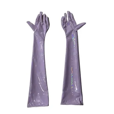 Image de Gants Longs Brillants en Similicuir - Style Punk & Cosplay