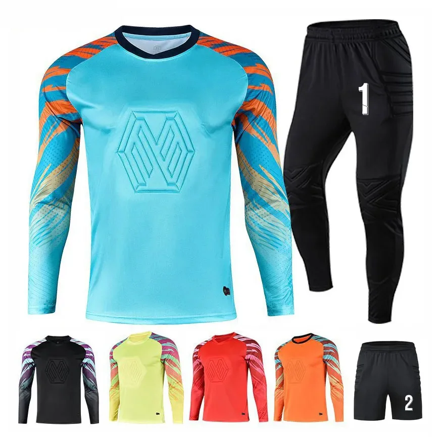Image of Customizable Football Goalkeeper Tracksuit for Men and Kids – Long Sleeve Soccer Goalie Uniform with Matching Jersey and Pants