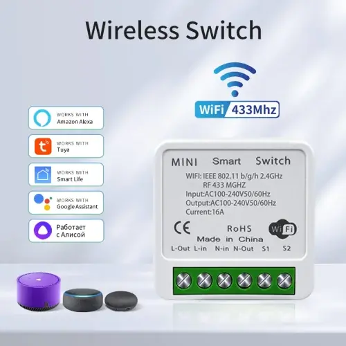 Image de Interrupteur Intelligent WiFi 433MHz - Contrôle Vocal Alexa & Google