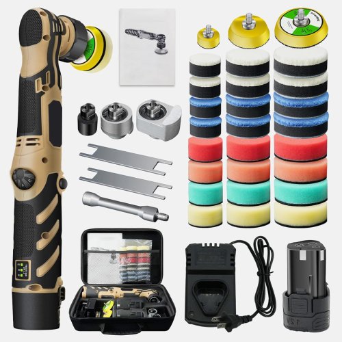 Bild von Kabelloser 12-V-Akku-Minipolierer mit 11 Geschwindigkeitsstufen – Automatische Autopoliermaschine mit 1-, 2- und 3-Zoll-Polierpad-Set und integrierter Batterie für professionelle Lackpflege