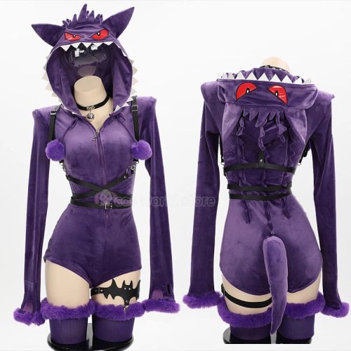 Bild von Sexy Gengar Cosplay Kostüm für Frauen – Kawaii Anime Bodysuit mit Kapuze & Schwanz