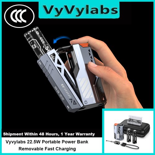 Image of Vyvylabs 30000mAh Detachable CCC Certified Power Bank with 22.5W Fast Wireless Charging and 21700 Battery – Portable Charger for iPhone 17 and Other Devices