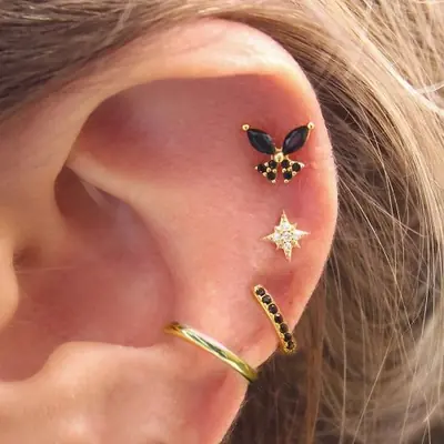 Image de Boucles d'oreilles Huggie Zircon & Acier Inoxydable - Lot de 4