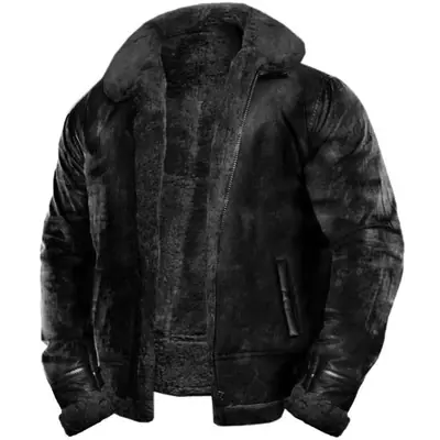 Image de Veste Hiver Vintage Homme - Fausse Fourrure & Cuir Synthétique