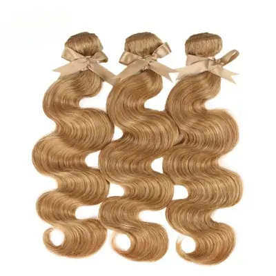 Image de Extensions cheveux brésiliens ondulés blond miel Remy 8-26 pouces