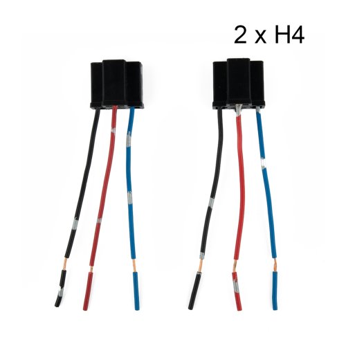 Afbeelding van 2 stuks H4 3-pins auto koplamp vervangingslamphouder met connector, plug, draad en socket – betrouwbare lampvoet voor autoverlichting