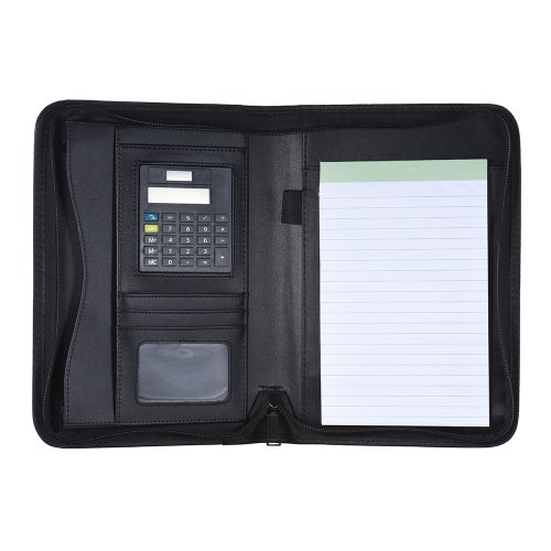 Immagine di A5 Business Portfolio Padfolio Folder Document Case Organizer A5 PU Leather chiusura con cerniera calcolatrice titolare della carta Memo