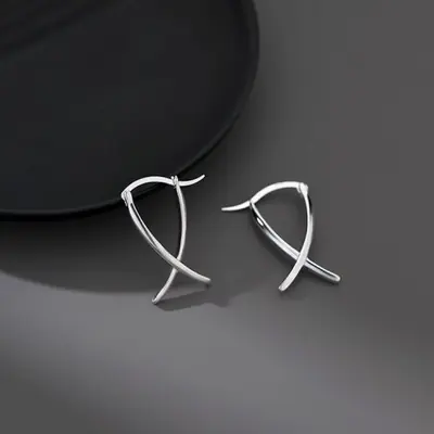 Image de Boucles d'oreilles géométriques en argent sterling 925
