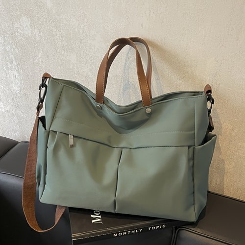 Bild von Elegante Damen-Einkaufstasche aus robustem Nylon mit zwei praktischen Fächern und großem Stauraum – Ideal für Pendlerinnen und Alltagsnutzer