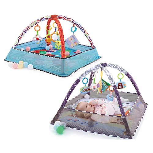 Image of Baby Fitness Frame with Educational Crawling Mat, Puzzle Play Blanket, and Multi-Fence Activity Center for Early Development