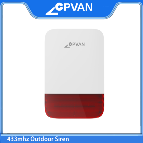 Zdjęcie CPVAN bezprzewodowa syrena zewnętrzna 433 mhz 120dB wysoki decybel wodoodporny wbudowany akumulator 5000 mAh wtyczka EU alarm dla alarmu bezpieczeństwa w domu