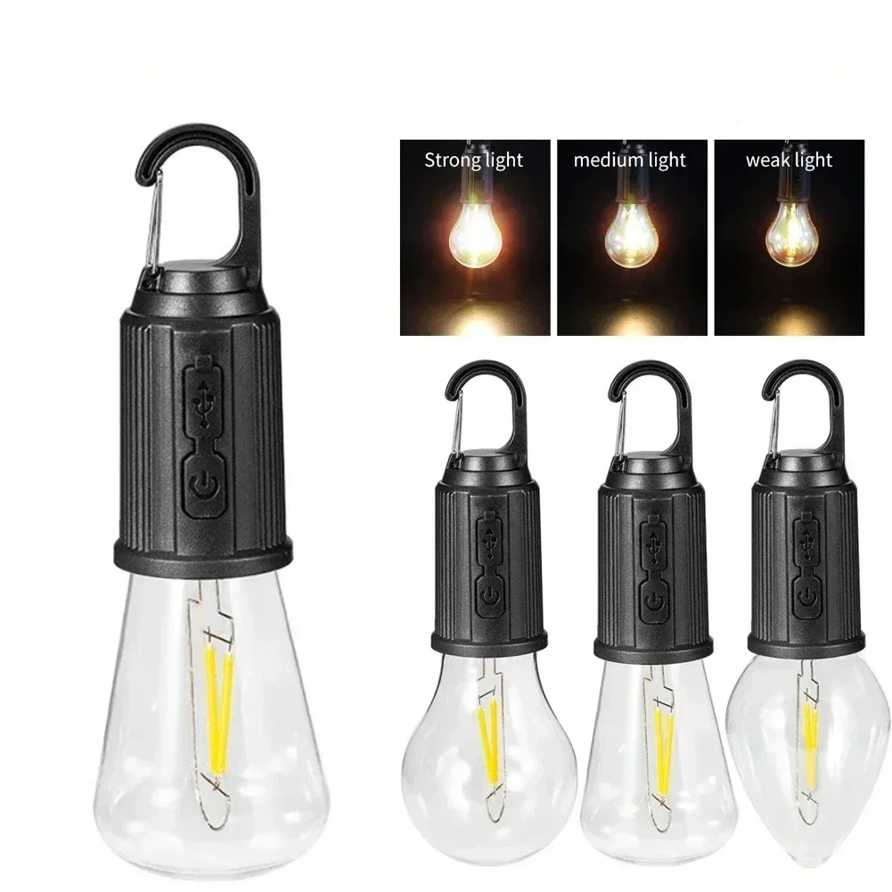 Imagen de Lámpara LED Portátil de Camping con Gancho y Carga USB-C, Resistente al Agua, Ideal para Senderismo y Pesca