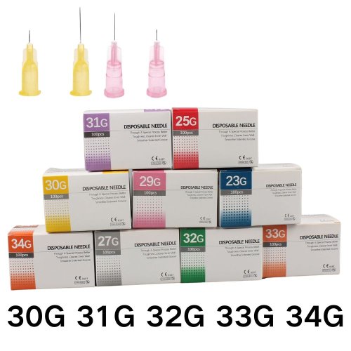 Afbeelding van 100 stuks pijnloze micro naalden voor tatoeage en piercing – 30G tot 34G, hypoallergene hypodermische naalden voor ooglid en body art