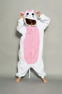 Image de Kigurumi Chat Noir Blanc - Pyjama Animaux pour Adultes
