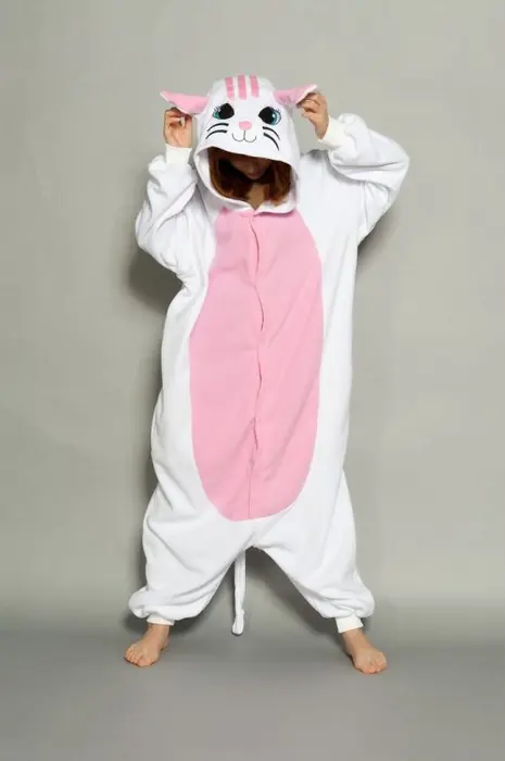 Image de Kigurumi Chat Noir Blanc - Pyjama Animaux pour Adultes