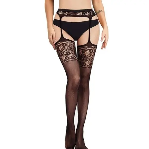 Image de Bas Résille Taille Haute Femme - Élégance & Confort