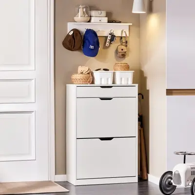 Image de Étagère à Chaussures Blanche 8 Niveaux - Organisez Votre Rangement