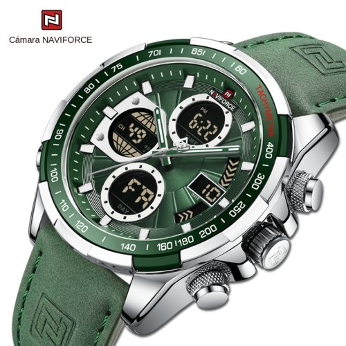 Imagen de Reloj Deportivo para Hombre Naviforce de Acero Inoxidable Dorado, Reloj Militar de Lujo con Diseño Moderno y Funciones Digitales, Ideal como Regalo Original para Hombres