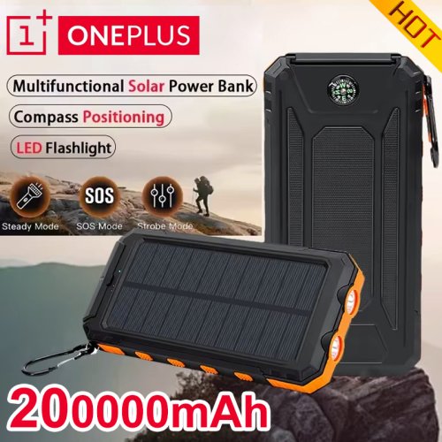 Immagine di Power Bank Solare da 200.000 mAh con Ricarica Rapida – Batteria Esterna ad Alta Capacità con Funzione SOS per iPhone, Samsung e Tutti i Dispositivi Smartphone