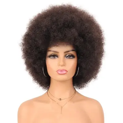 Image de Perruque Afro Courte Synthétique avec Frange Naturelle