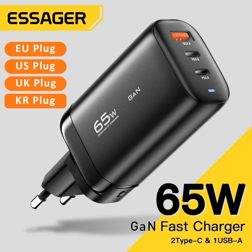 Afbeelding van 65W GAN USB-C Oplader met PPS voor Laptop en Smartphone – Snel Opladen voor Samsung, Xiaomi, Realme, iPhone 15/14/13 Pro