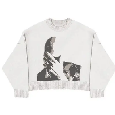 Image de Pull Blanc Femme Rétro Ample - Mode Hiver