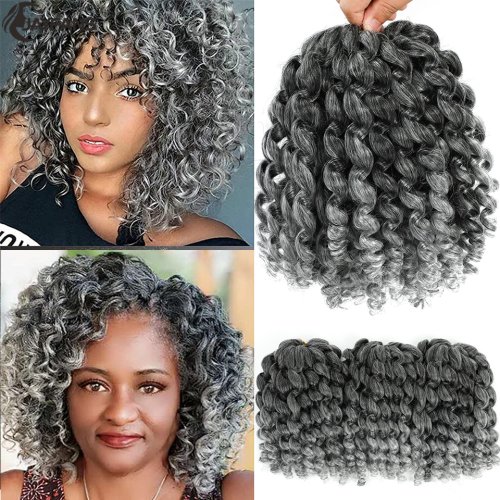 Bild von Synthetische Zopfhaare mit Ombre-Effekt – Lila-Grau