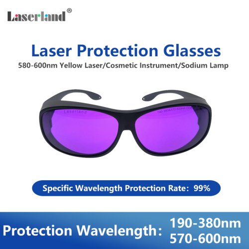 Immagine di Lampada Laser Gialla UV per Lampworker: Strumento Professionale per Soffiare il Vetro con Lunghezze d'Onda 190nm, 380nm, 570nm, 600nm e Occhiali di Protezione Inclusi