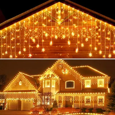 Image de Lumières de Noël LED Flocon de Neige - Décoration Extérieure Élégante