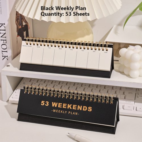 Imagen de Planificador Semanal en Espiral con 53 Hojas Horizontales, Sin Fecha, Ideal para Estudiantes y Organización Diaria