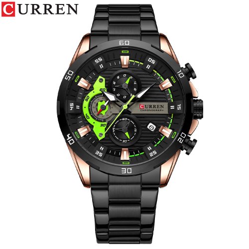 Immagine di CURREN Orologi in acciaio inossidabile per uomo Quadrante luminoso alla moda creativa con cronografo Orologio da polso casual maschile