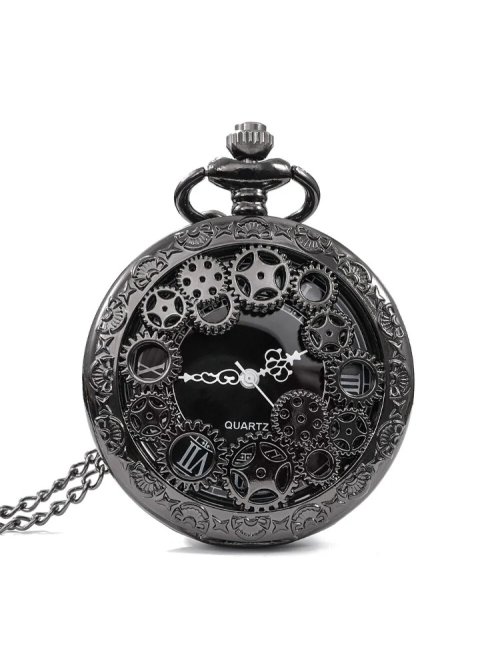 Image de Montre de Poche Punk Cuivre Rétro avec Chaîne