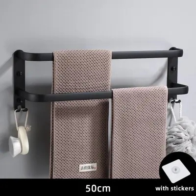 Image de Porte-serviettes mural noir en aluminium - Design élégant & pratique