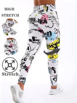 Image de Legging Femme Imprimé Lettres - Élastique & Séduisant