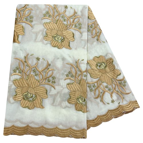 Image of Premium 100% Cotton Embroidered Hijab Scarf for Women – Elegant African Muslim Headscarf with Rayon Blend, Dubai-Style Fashion Design