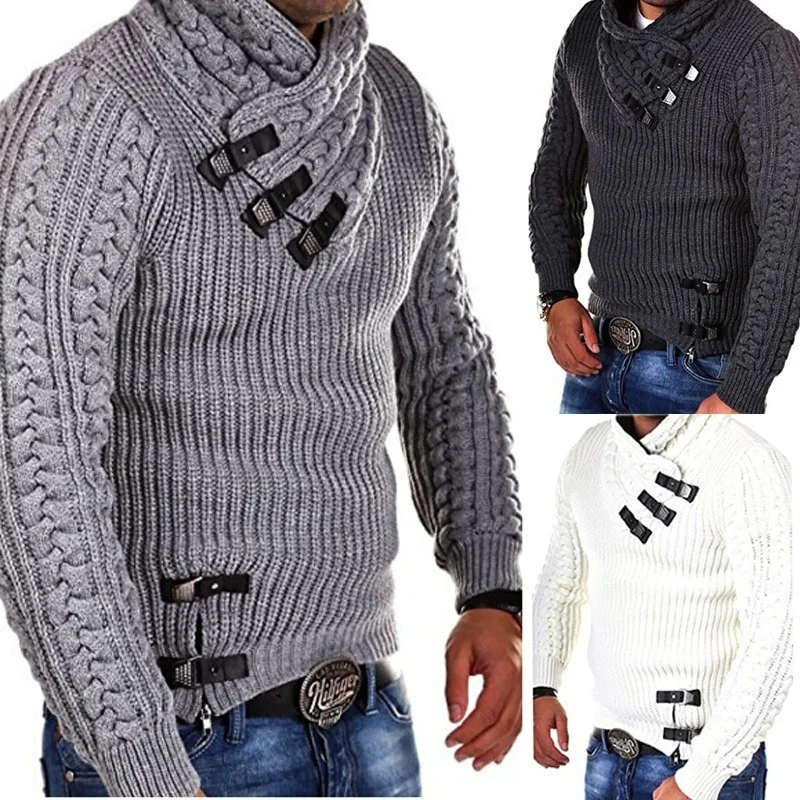 Image de Pull Homme Col Montant Tricoté - Automne Hiver 2024