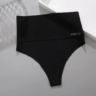 Image de String Taille Haute Noir - Soutien Abdominal & Hanches