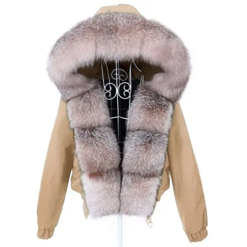 Image de Manteau en Fourrure de Renard Véritable - Blouson Aviateur Femme 2024