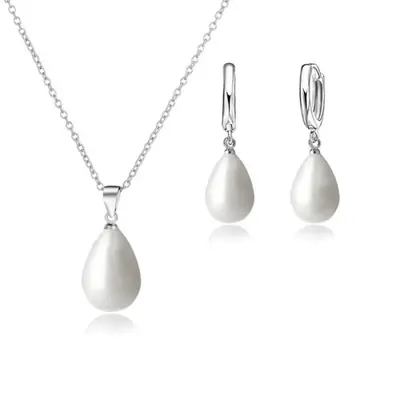 Image de Collier & Boucles d'oreilles en Argent 925 - Élégance Blanche