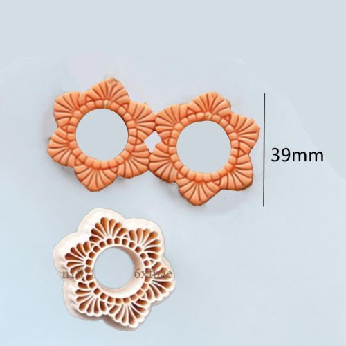 Imagen de Cortadores de arcilla polimérica con marco circular de Mandala, flor bohemia, cerámica en relieve, c...