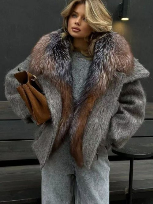 Zdjęcie OFTBUY Luksusowy Krótki Płaszcz z Naturalnego Futra Lisa z Wypełnieniem z Puchu Gęsiego Damska Kurtka Puchowa Nowa Jesienno-Zimowa Gruba Ciepła Odzież Damska