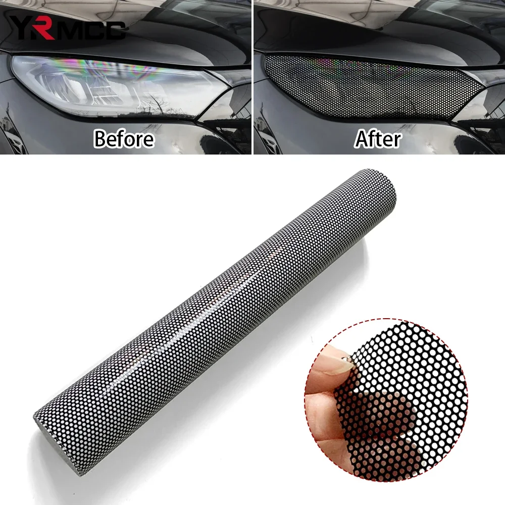 Immagine di Adesivi per Fanali Posteriori Auto Universali - Pellicola Fendinebbia Nero a Nido d'Ape, Kit DIY per Personalizzazione Luci Posteriori e Accessori Esterni