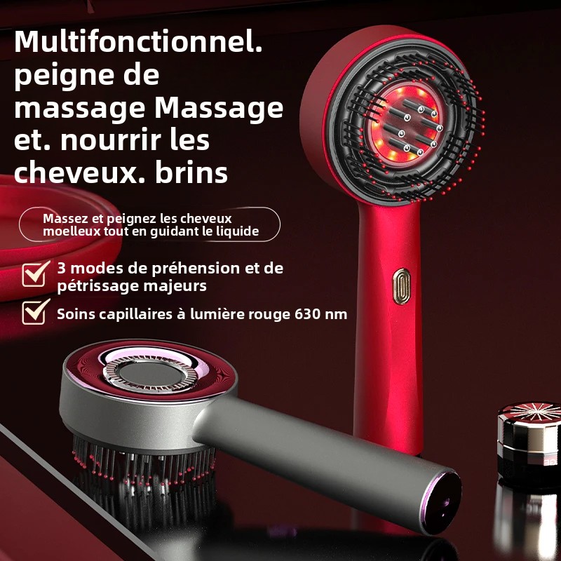 Image de Peigne de Massage Électrique Anti-Chute avec Luminothérapie Rouge