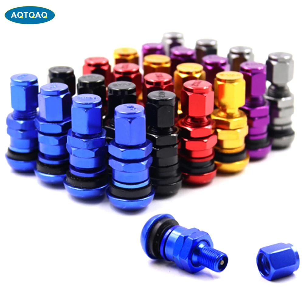 Imagen de Kit de 4 Vástagos Cortos para Válvulas de Neumáticos con Perno de Metal – Compatible con Coches, Camiones y Motocicletas