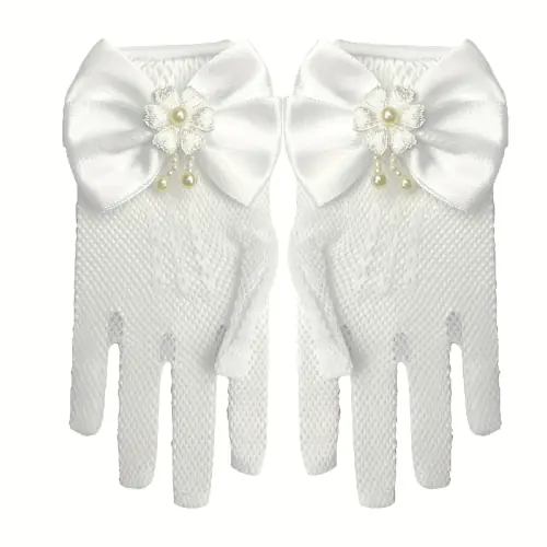 Image de Gants de Fête Élégants pour Enfants - Dentelle & Perles